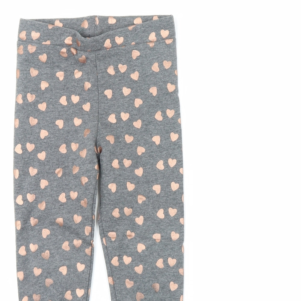 Primark Girls Grey Spotted  Capri Trousers Size 8 Years - heart