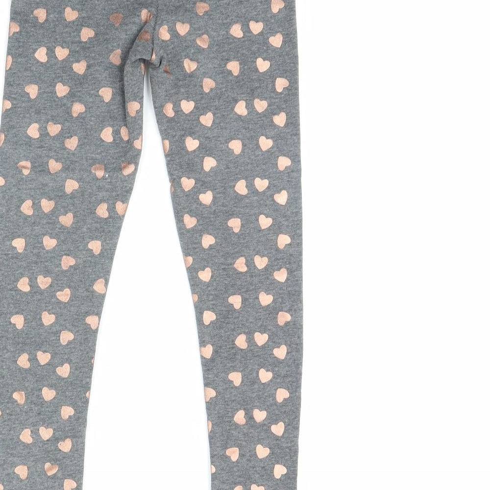 Primark Girls Grey Spotted  Capri Trousers Size 8 Years - heart