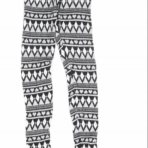 Primark Girls Black Striped  Capri Trousers Size 8 Years