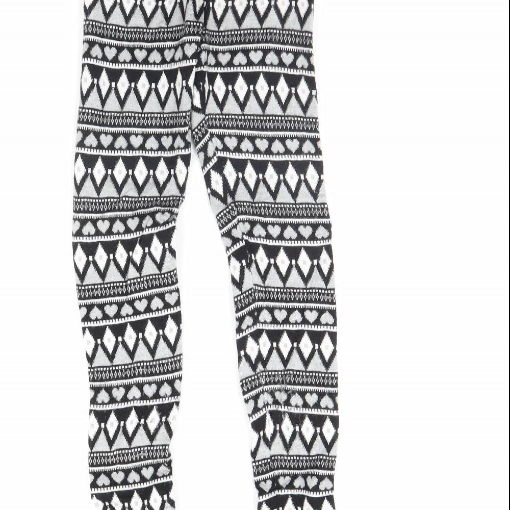 Primark Girls Black Striped  Capri Trousers Size 8 Years
