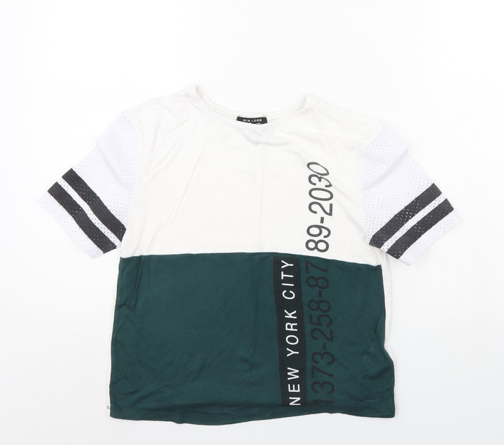 New Look Girls White Cropped T-Shirt Size 9 Years
