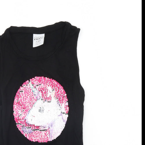 Bravado Girls Black   Basic Tank Size 9 Years  - Unicorn