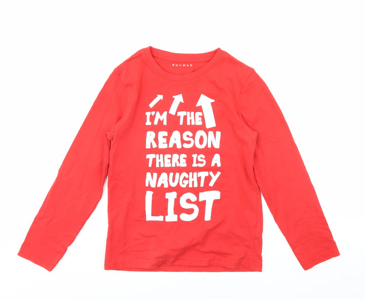 Nutmeg Boys Red   Basic T-Shirt Size 11 Years  - christmas