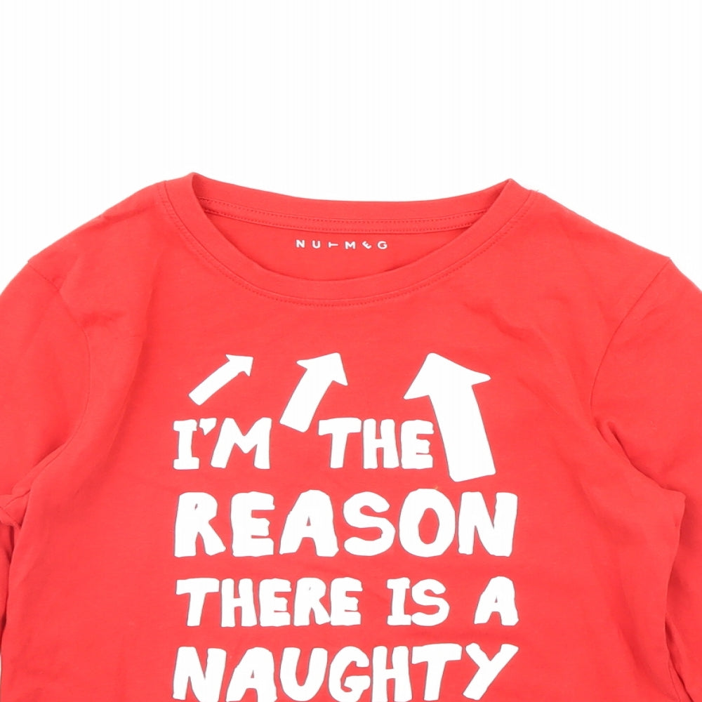 Nutmeg Boys Red   Basic T-Shirt Size 11 Years  - christmas
