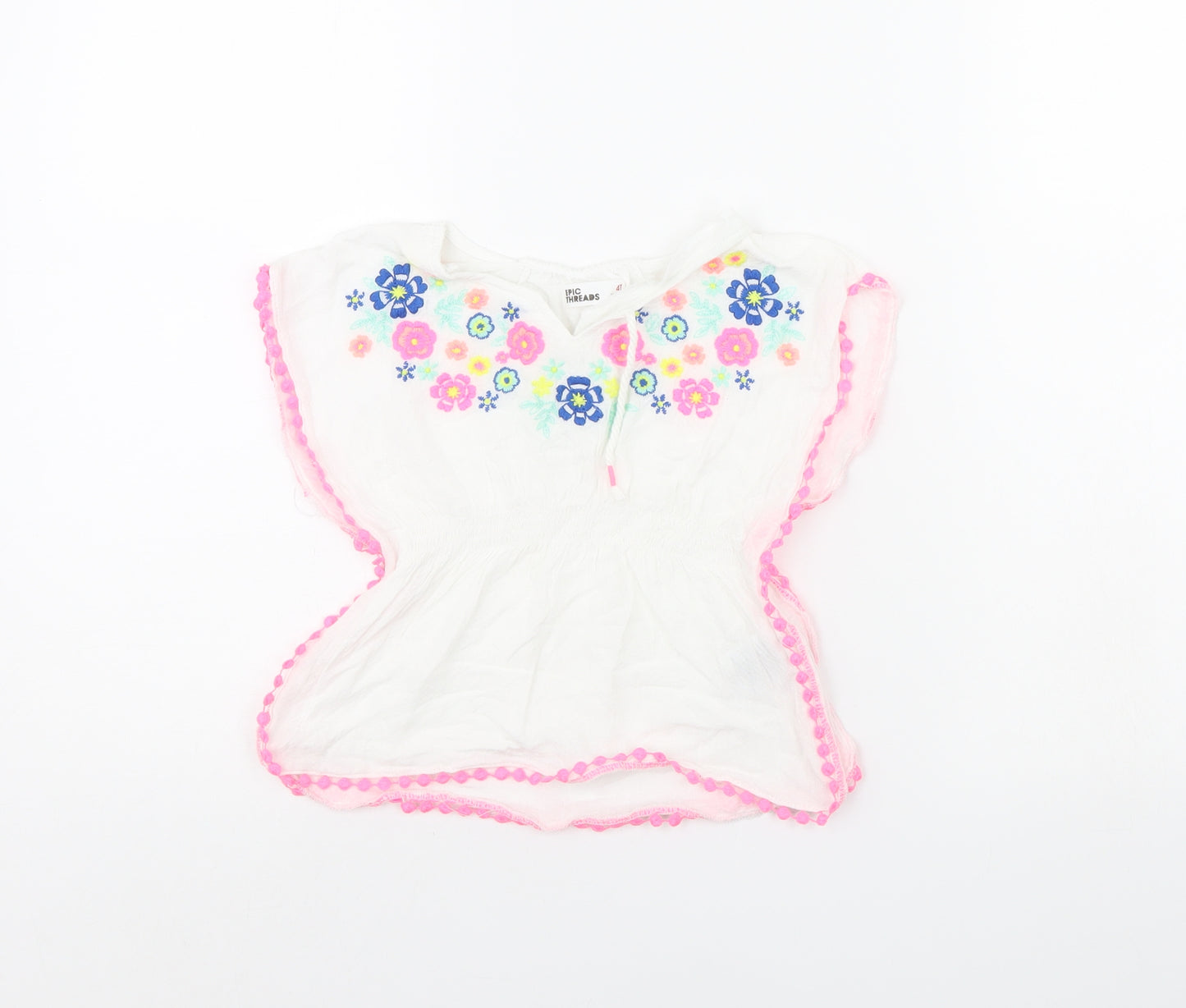 Epic Threads Girls White Floral  Basic Tank Size 4 Years