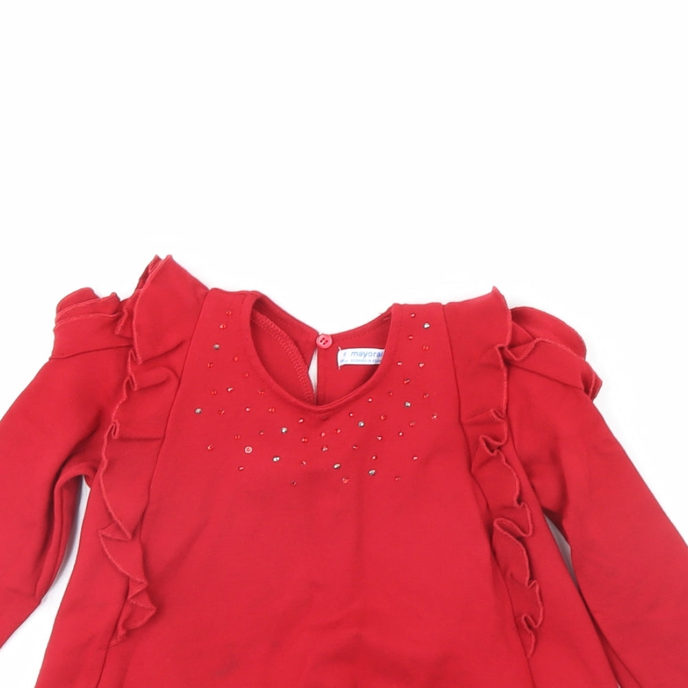 Mayoral Girls Red   Jumper Dress  Size 4 Years