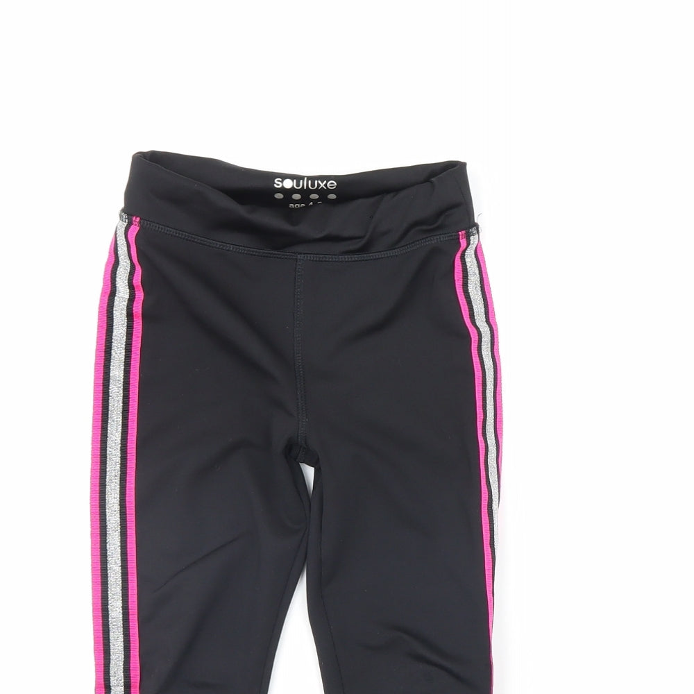 Soul Luxe Girls Black   Capri Trousers Size 4 Years