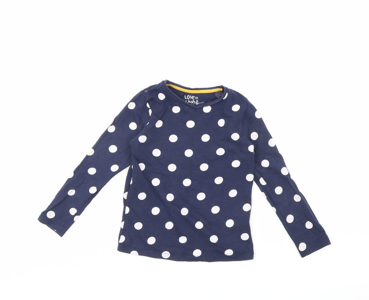 F&F Girls Blue Polka Dot  Basic T-Shirt Size 5 Years