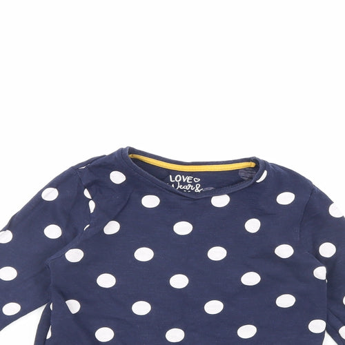 F&F Girls Blue Polka Dot  Basic T-Shirt Size 5 Years
