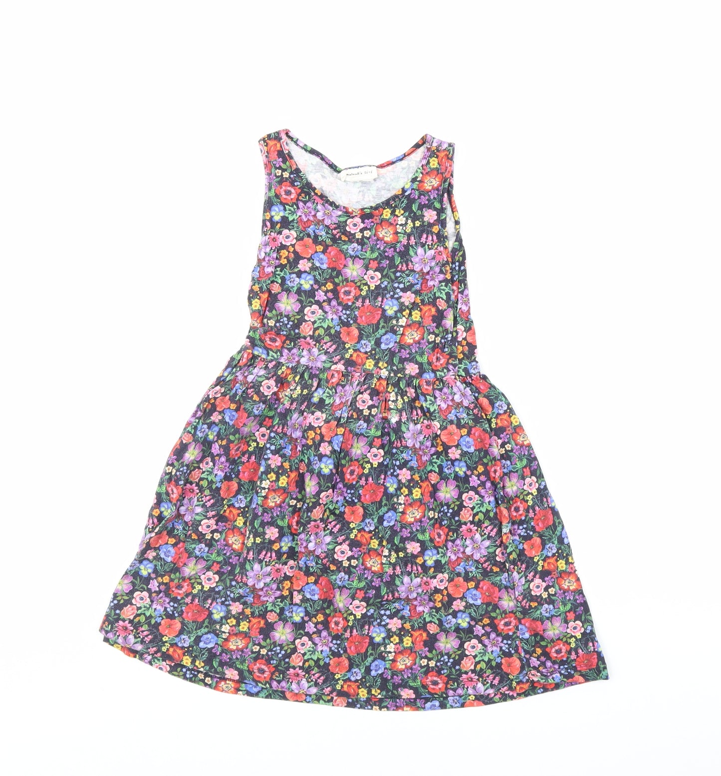 H&M Girls Black Floral  Fit & Flare  Size 6 Years