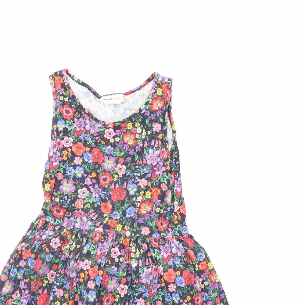 H&M Girls Black Floral  Fit & Flare  Size 6 Years