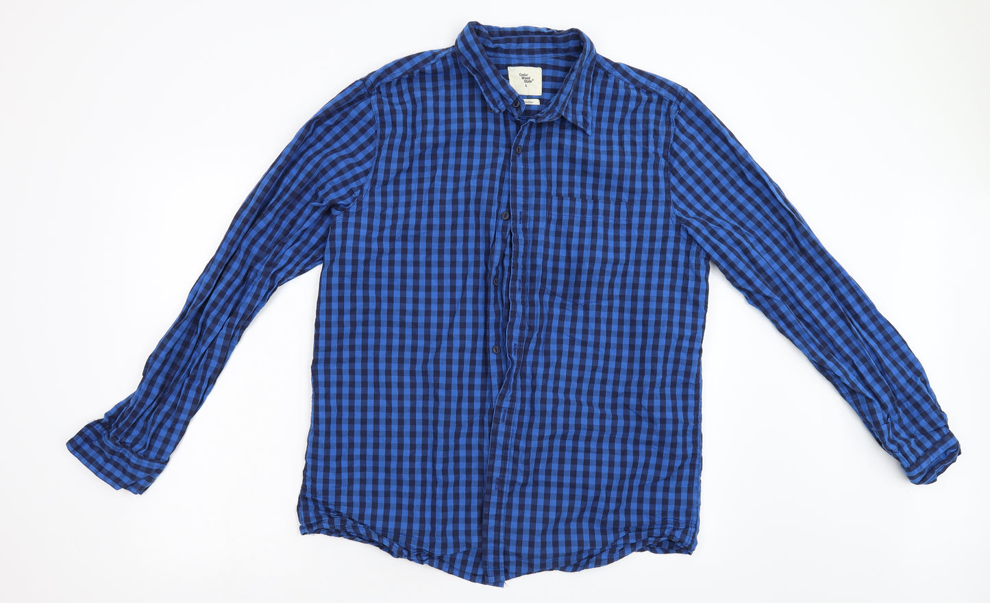 Primark Mens Blue Check   Button-Up Size L