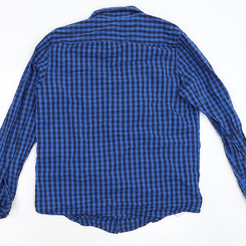 Primark Mens Blue Check   Button-Up Size L