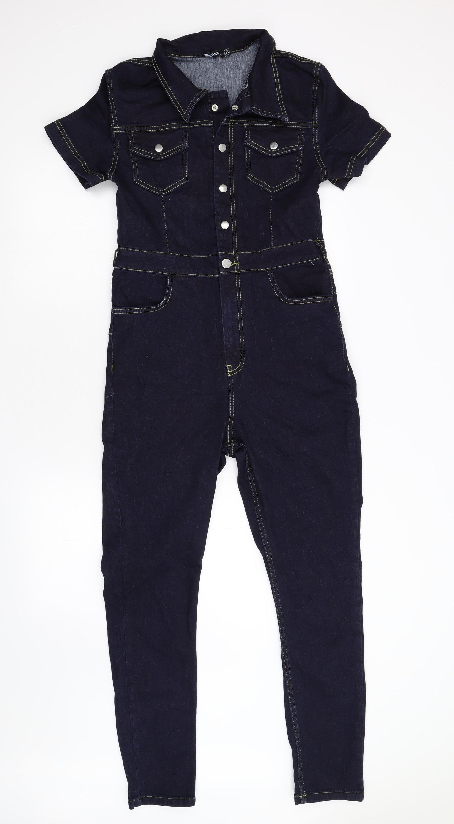 Boohoo Womens Blue  Denim Jumpsuit One-Piece Size 12