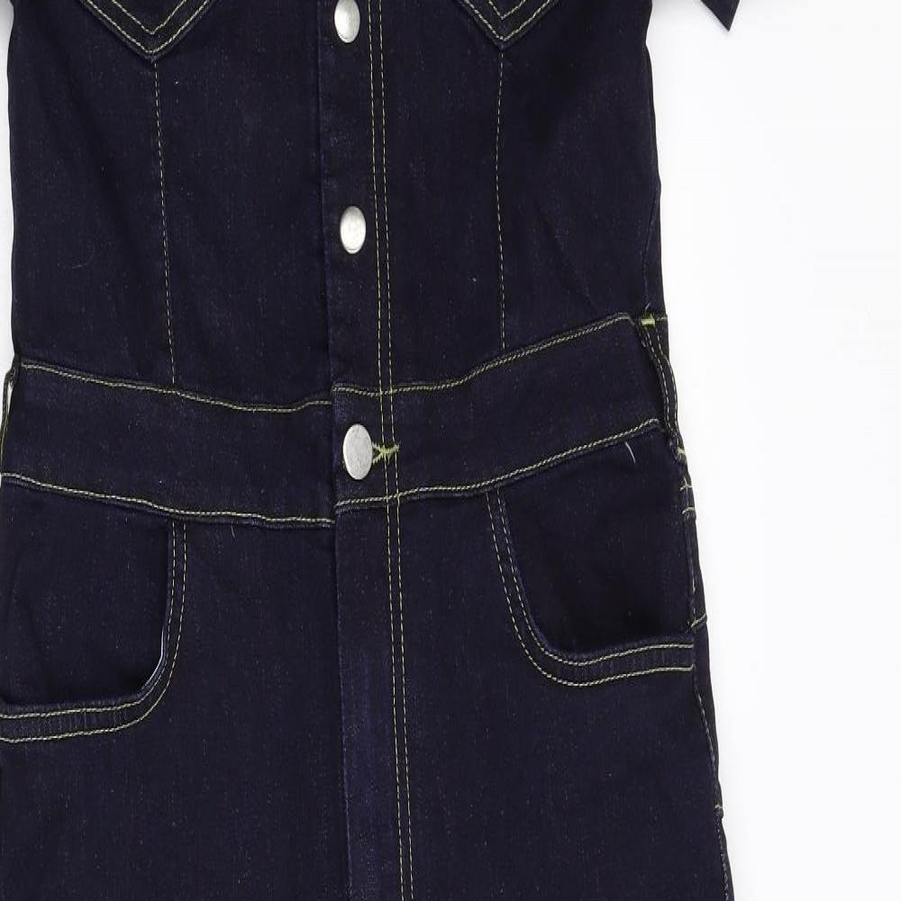 Boohoo Womens Blue  Denim Jumpsuit One-Piece Size 12