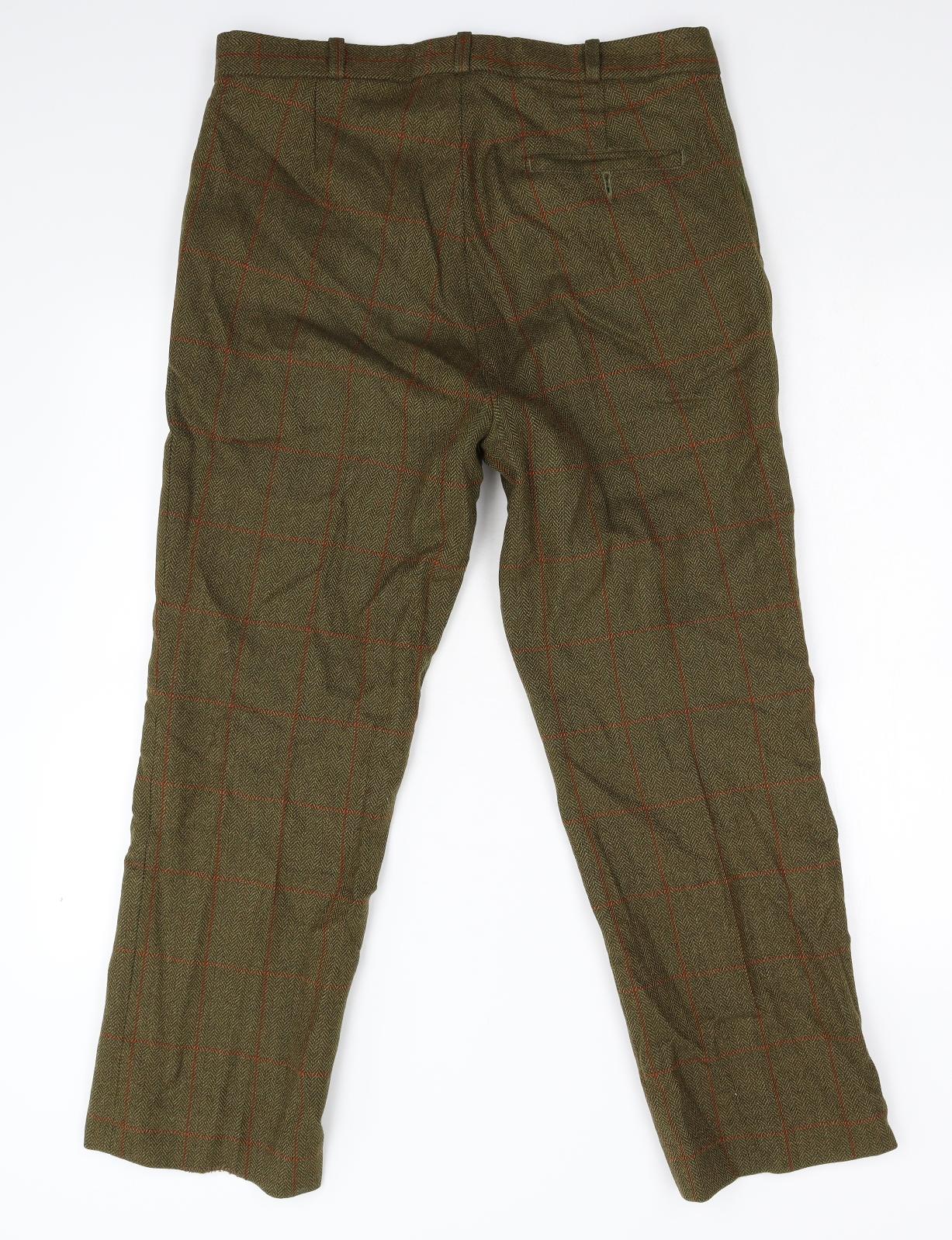 Spencers Mens Green Check Tweed Trousers  Size 34 L28 in