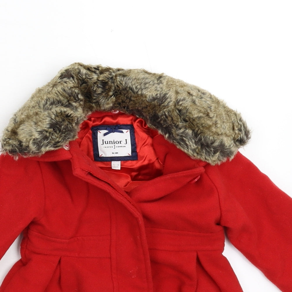 Jasper Conran Girls Red   Overcoat Coat Size 12-18 Months