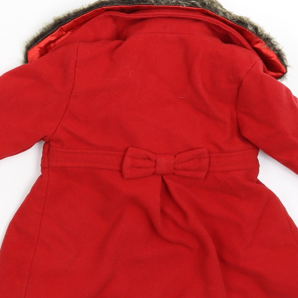 Jasper Conran Girls Red   Overcoat Coat Size 12-18 Months