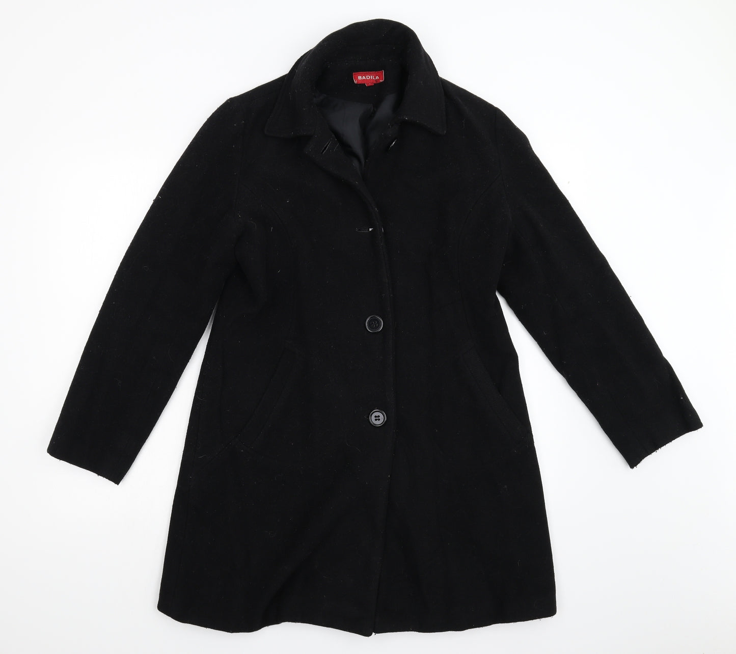 Badila Womens Black   Overcoat Coat Size L