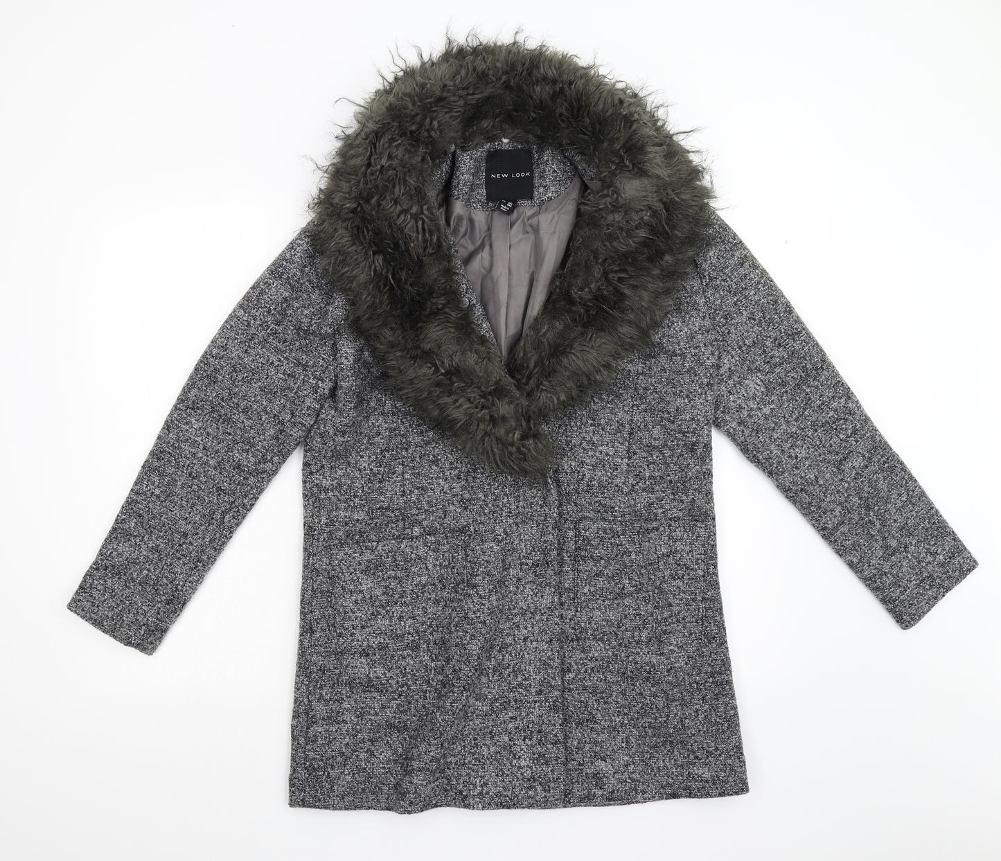 New Look Womens Grey   Overcoat Coat Size 8