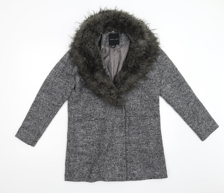 New Look Womens Grey Overcoat Coat Size 8