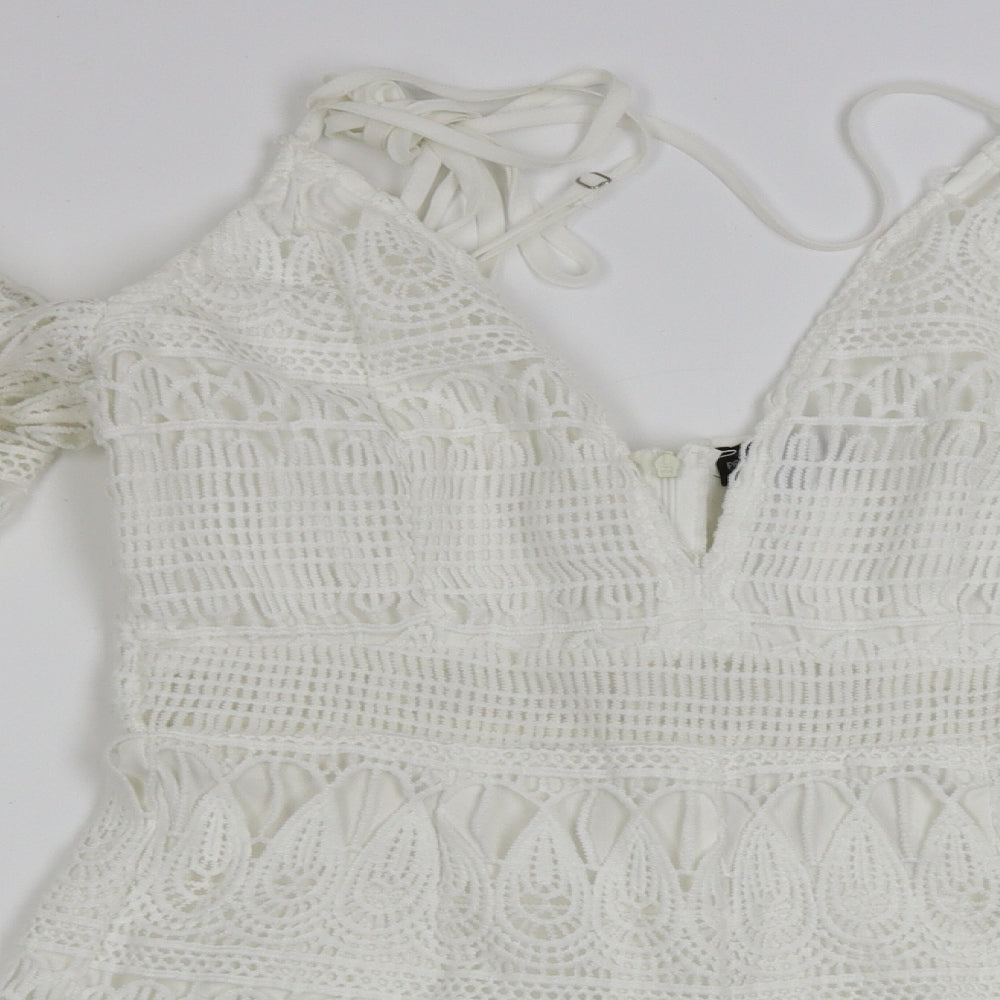 PRETTYLITTLETHING Womens White   Romper One-Piece Size 10