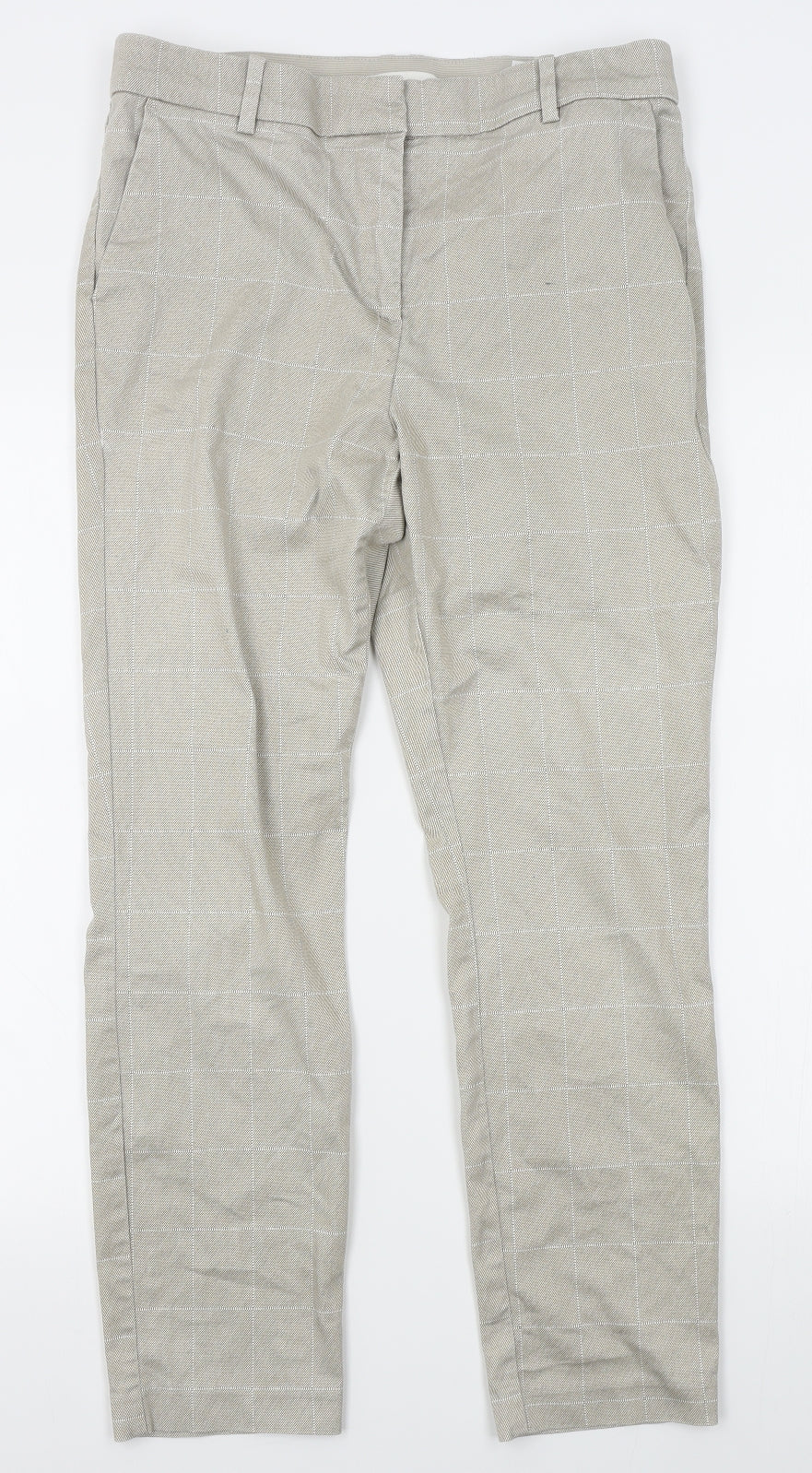 H&M Womens Beige Plaid  Trousers  Size 6 L25 in