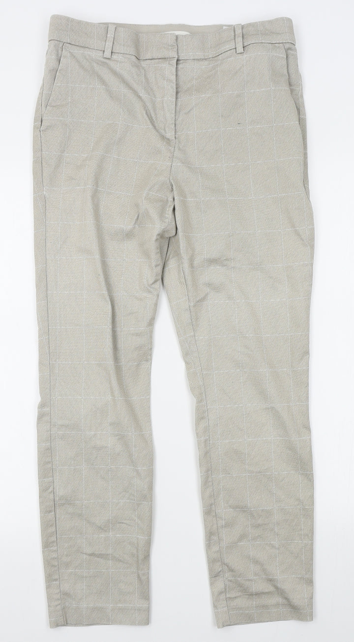 H&M Womens Beige Plaid  Trousers  Size 6 L25 in