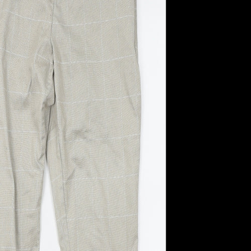 H&M Womens Beige Plaid  Trousers  Size 6 L25 in