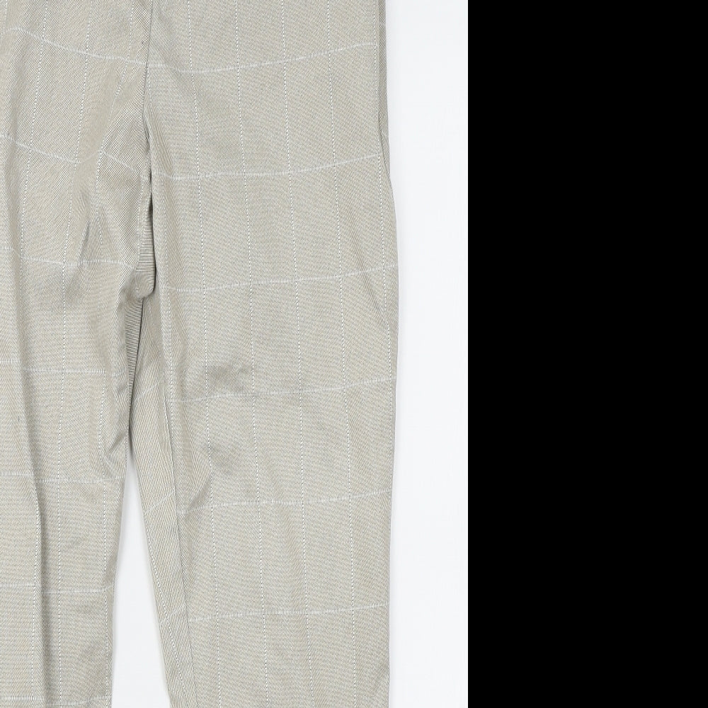 H&M Womens Beige Plaid  Trousers  Size 6 L25 in