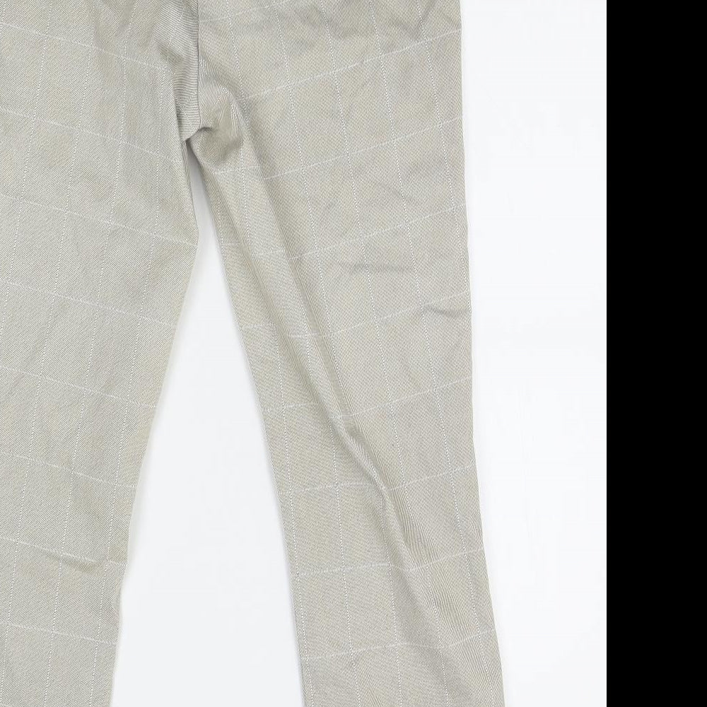 H&M Womens Beige Plaid  Trousers  Size 6 L25 in
