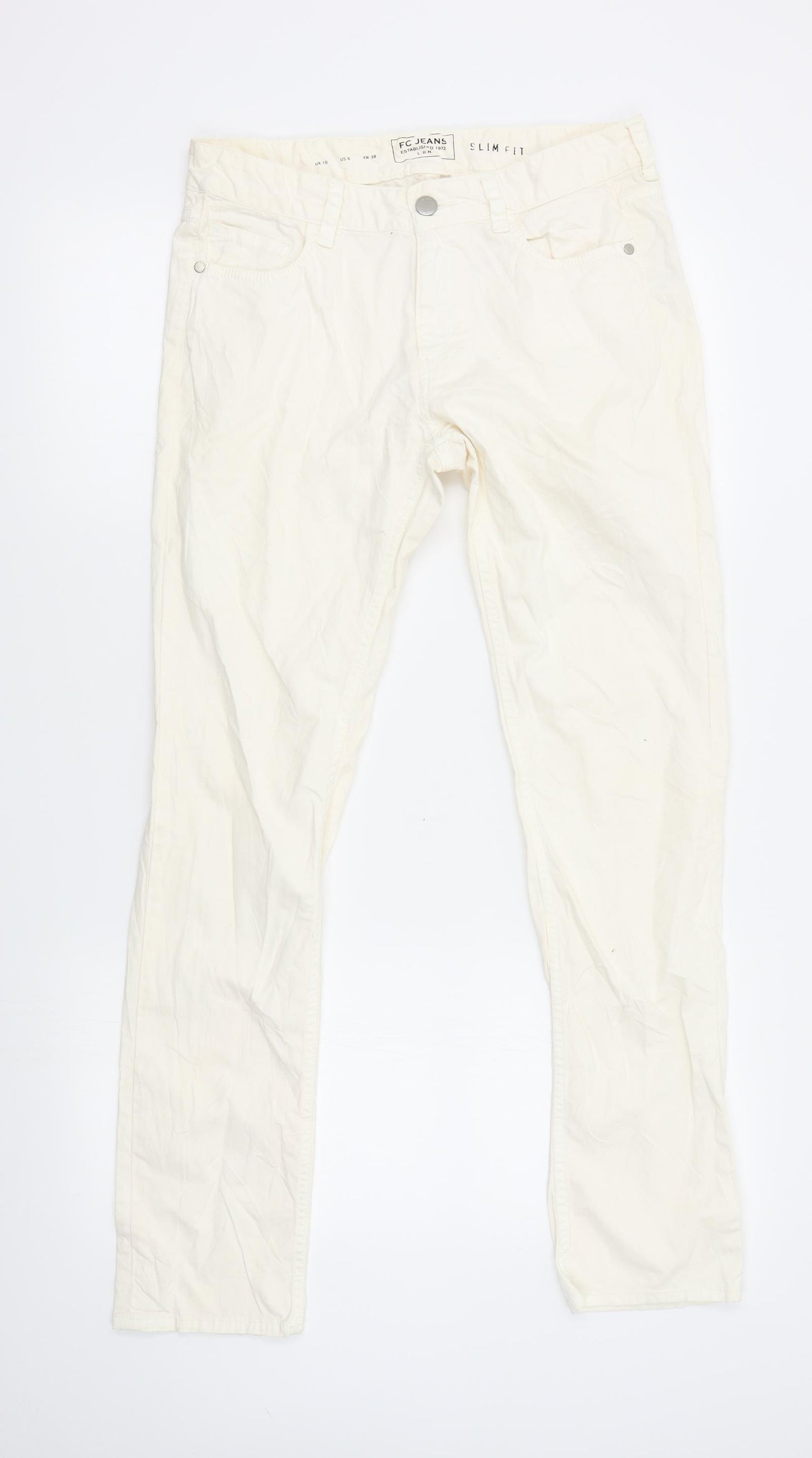 FC Jeans Womens Ivory   Straight Jeans Size 10 L29 in