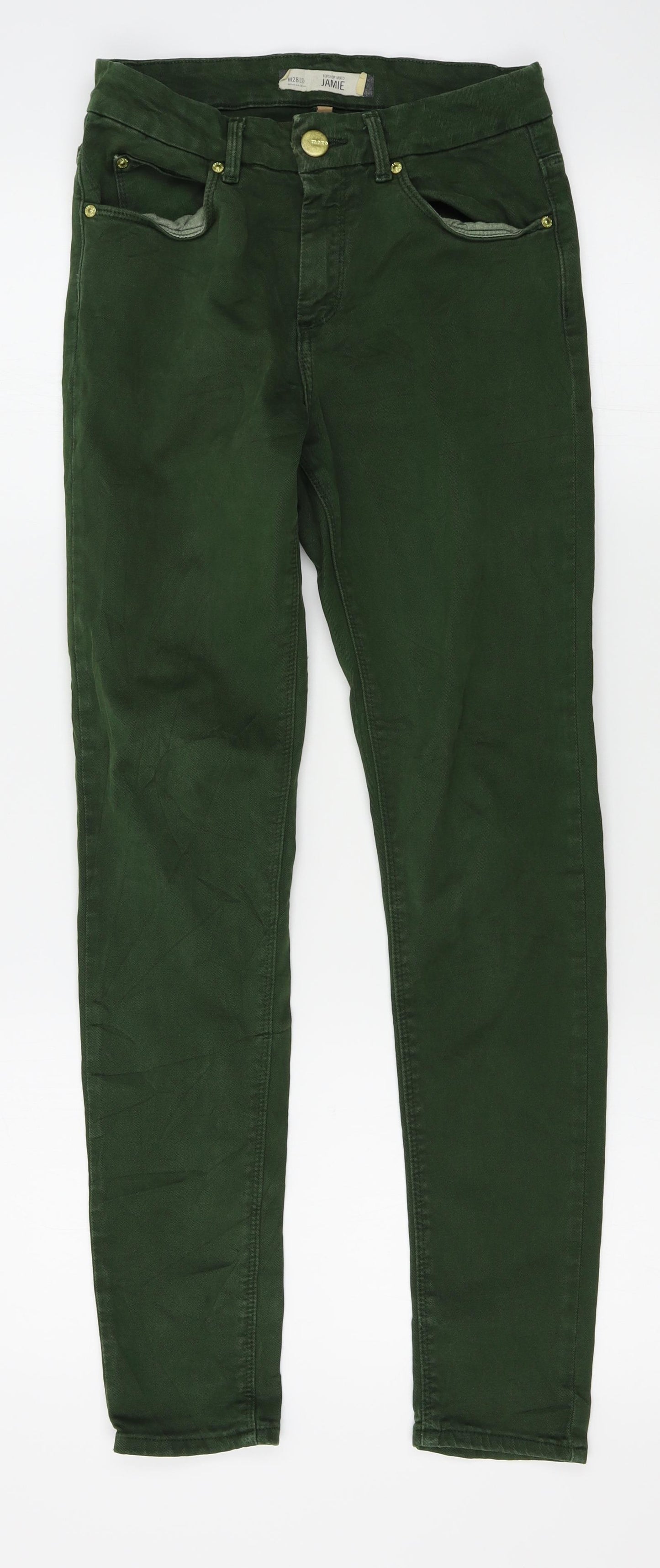 Topshop Womens Green   Straight Jeans Size 28 L32 in