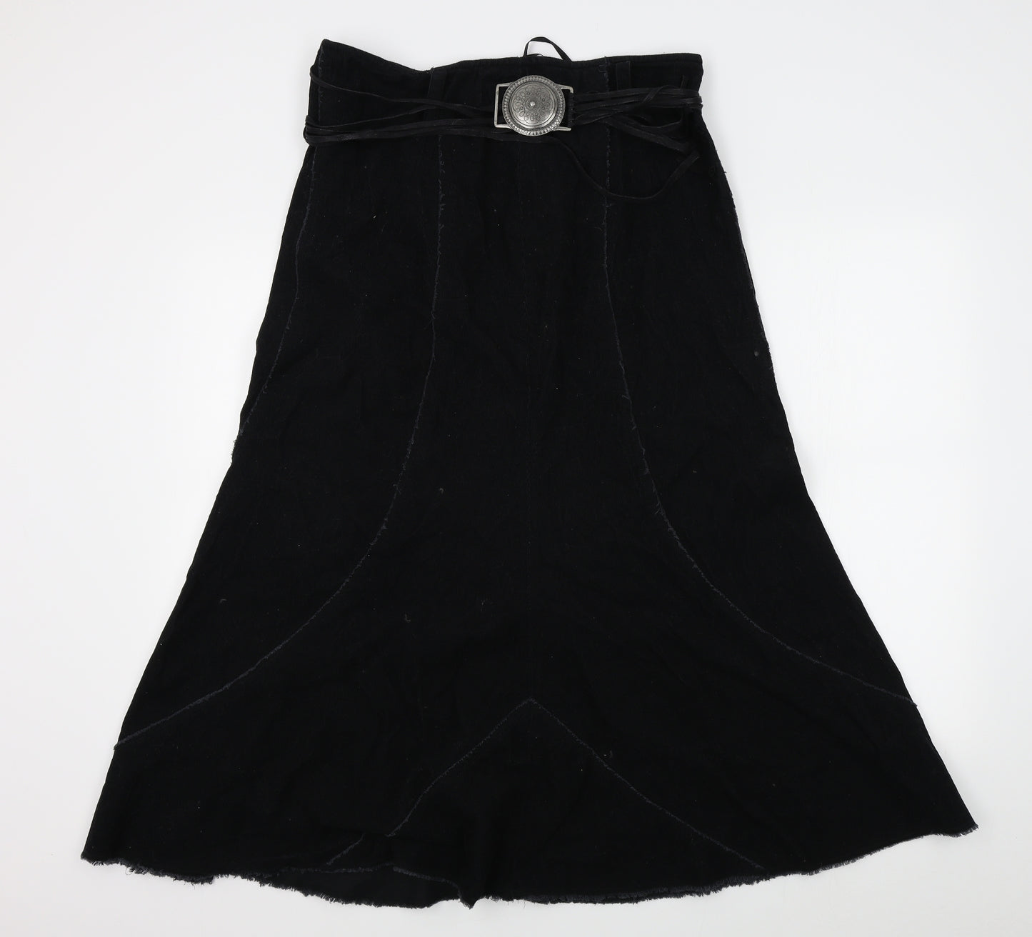 M&S Womens Black   Maxi Skirt Size 14  - belted