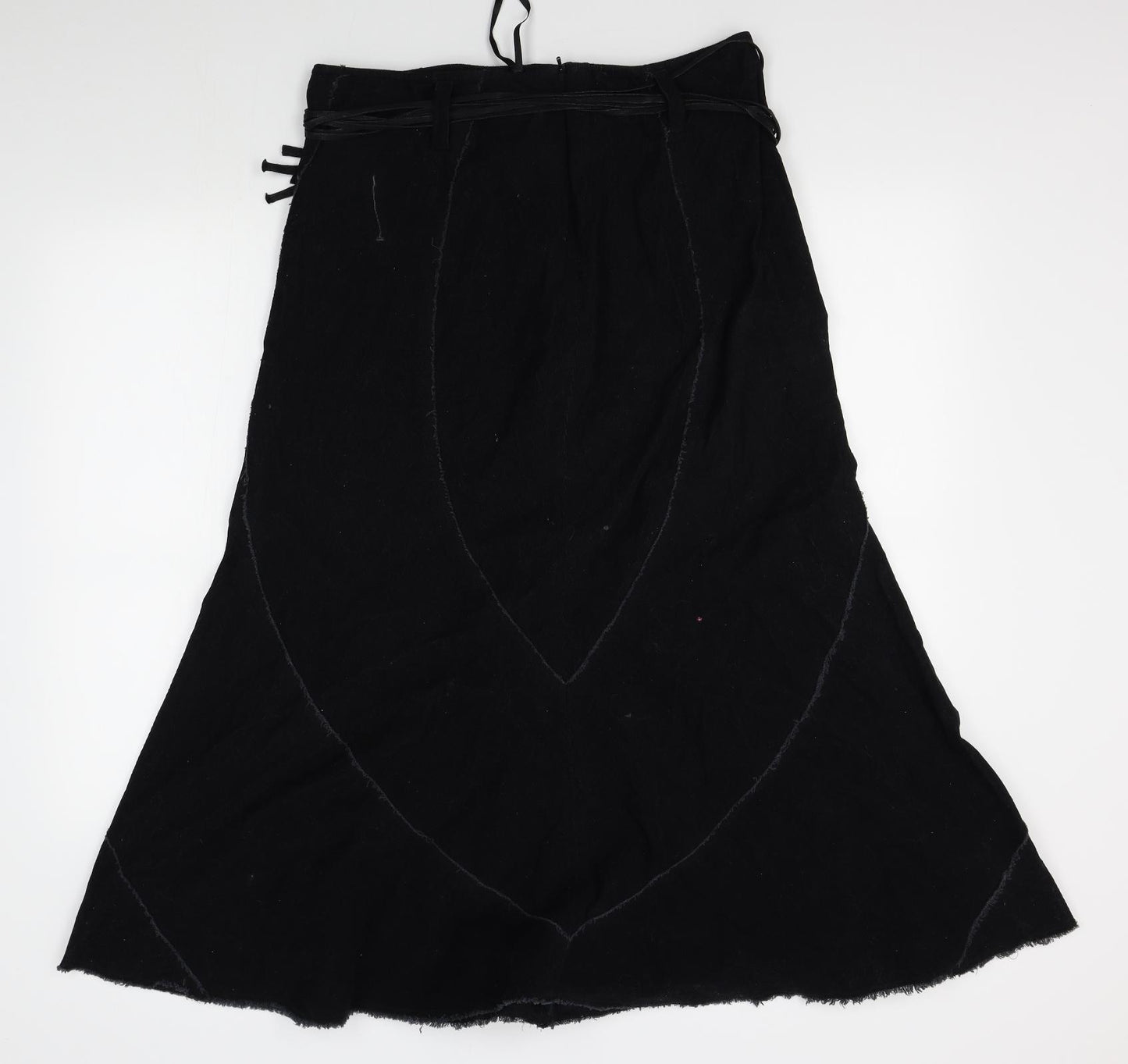 M&S Womens Black   Maxi Skirt Size 14  - belted