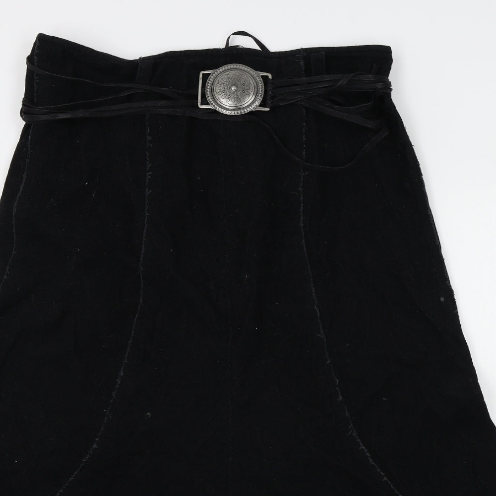 M&S Womens Black   Maxi Skirt Size 14  - belted