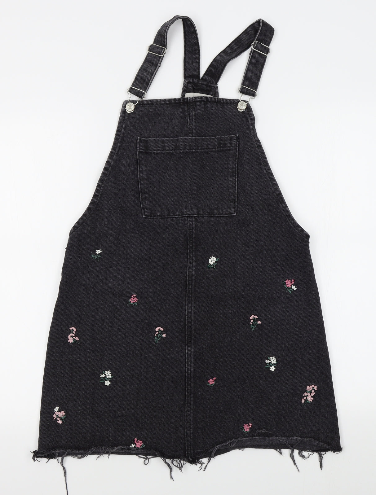 denim co Womens Grey Floral  Pinafore/Dungaree Dress  Size 10