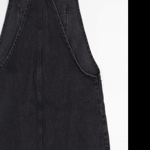 denim co Womens Grey Floral  Pinafore/Dungaree Dress  Size 10