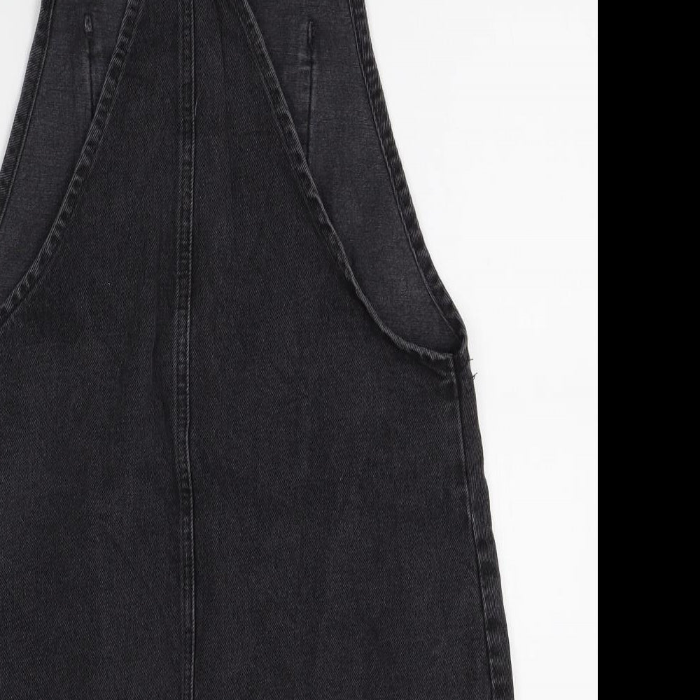 denim co Womens Grey Floral  Pinafore/Dungaree Dress  Size 10
