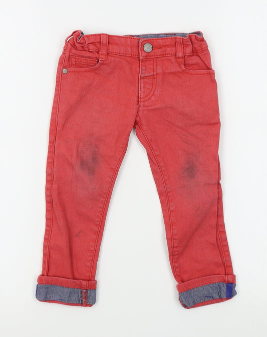 M&S Boys Red   Straight Jeans Size 2-3 Years