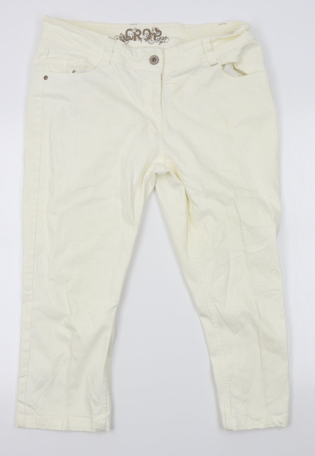 George Womens Ivory   Cropped Jeans Size 16 L22 in