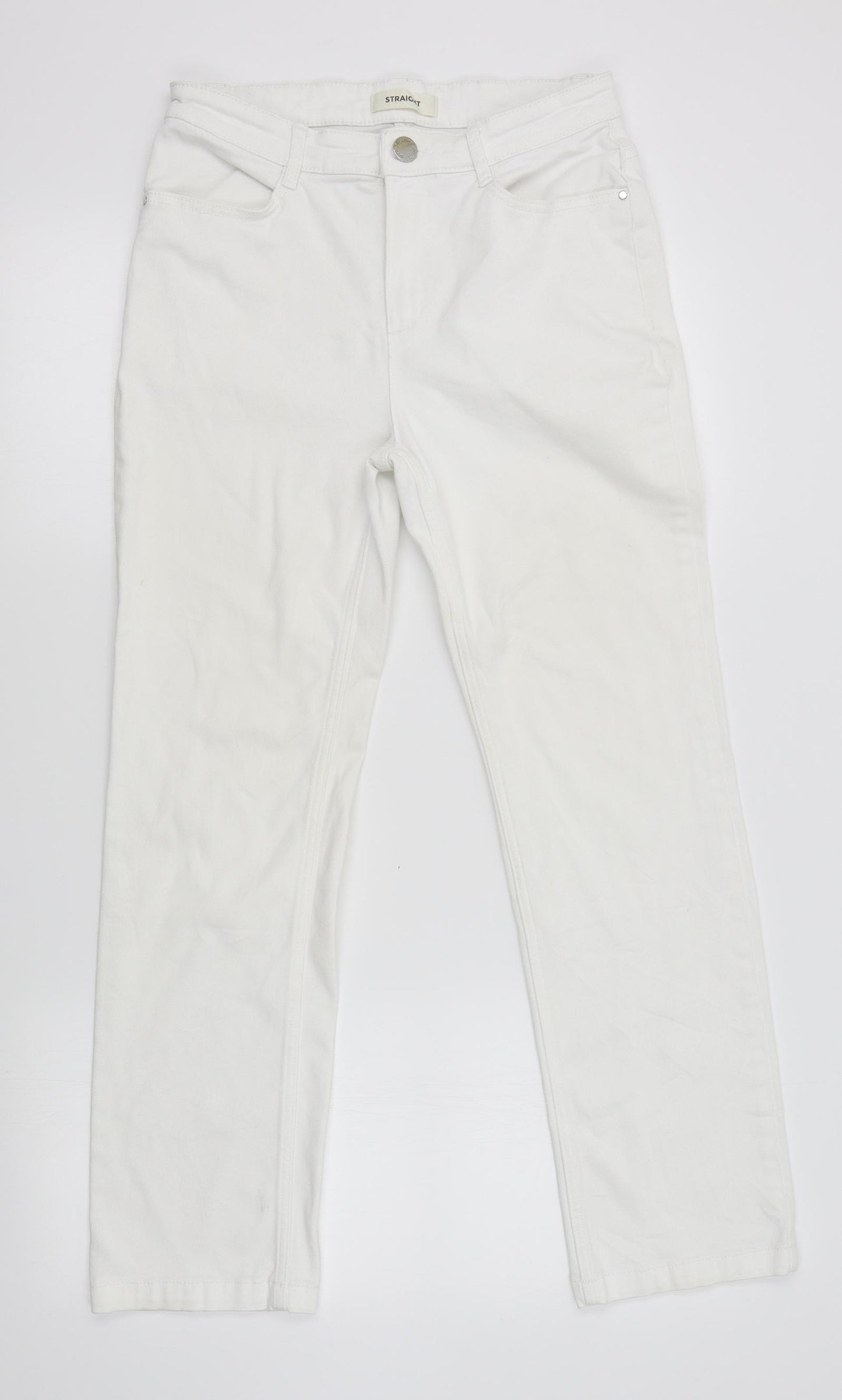 M&S Womens White   Straight Jeans Size 12 L28 in - short leg