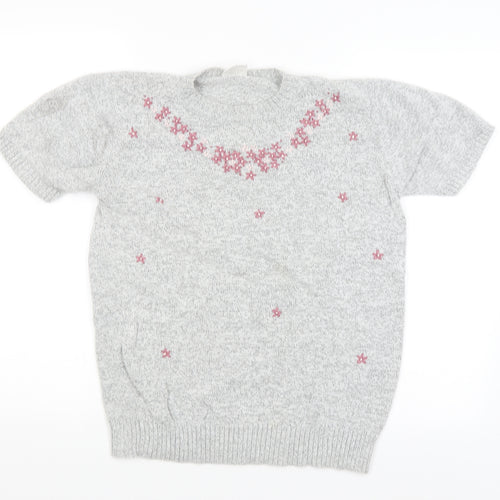 Classics Womens Grey Floral  Pullover Jumper Size 12