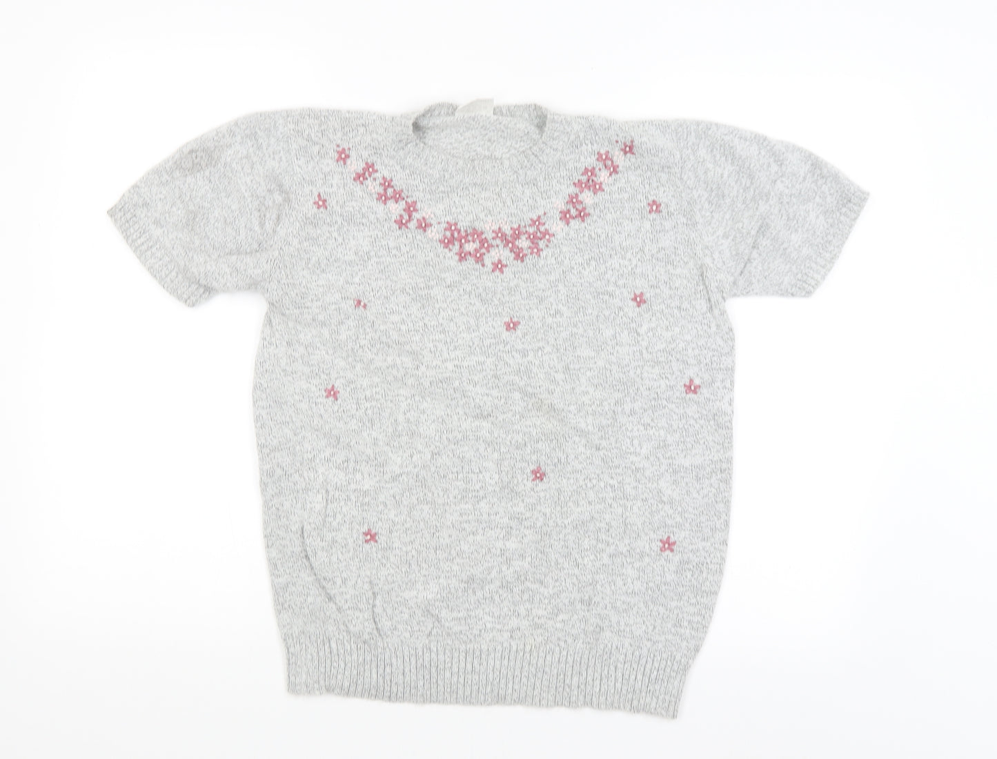 Classics Womens Grey Floral  Pullover Jumper Size 12