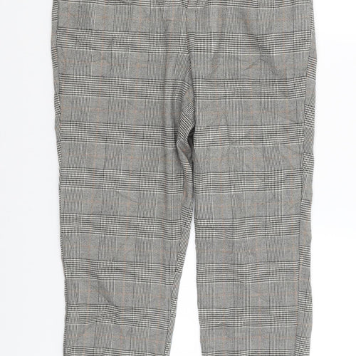 Stradavarius Womens Beige Check  Capri Trousers Size L L25 in