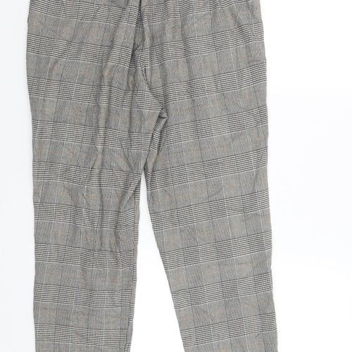 Stradavarius Womens Beige Check  Capri Trousers Size L L25 in
