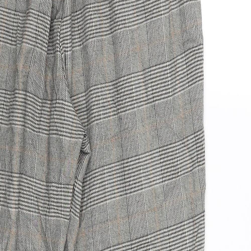Stradavarius Womens Beige Check  Capri Trousers Size L L25 in