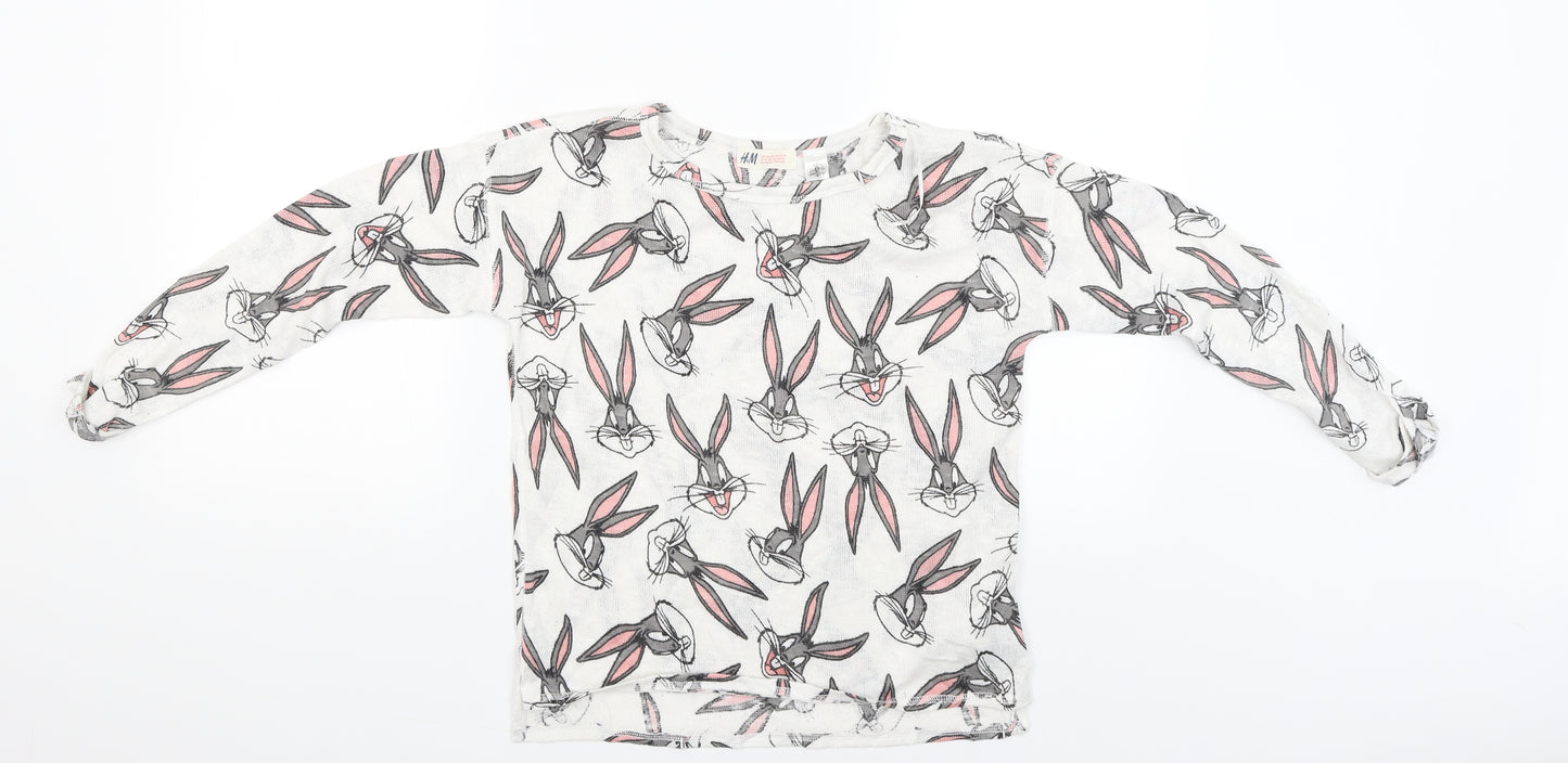 H&M Girls White   Basic T-Shirt Size 11-12 Years  - Bugs Bunny