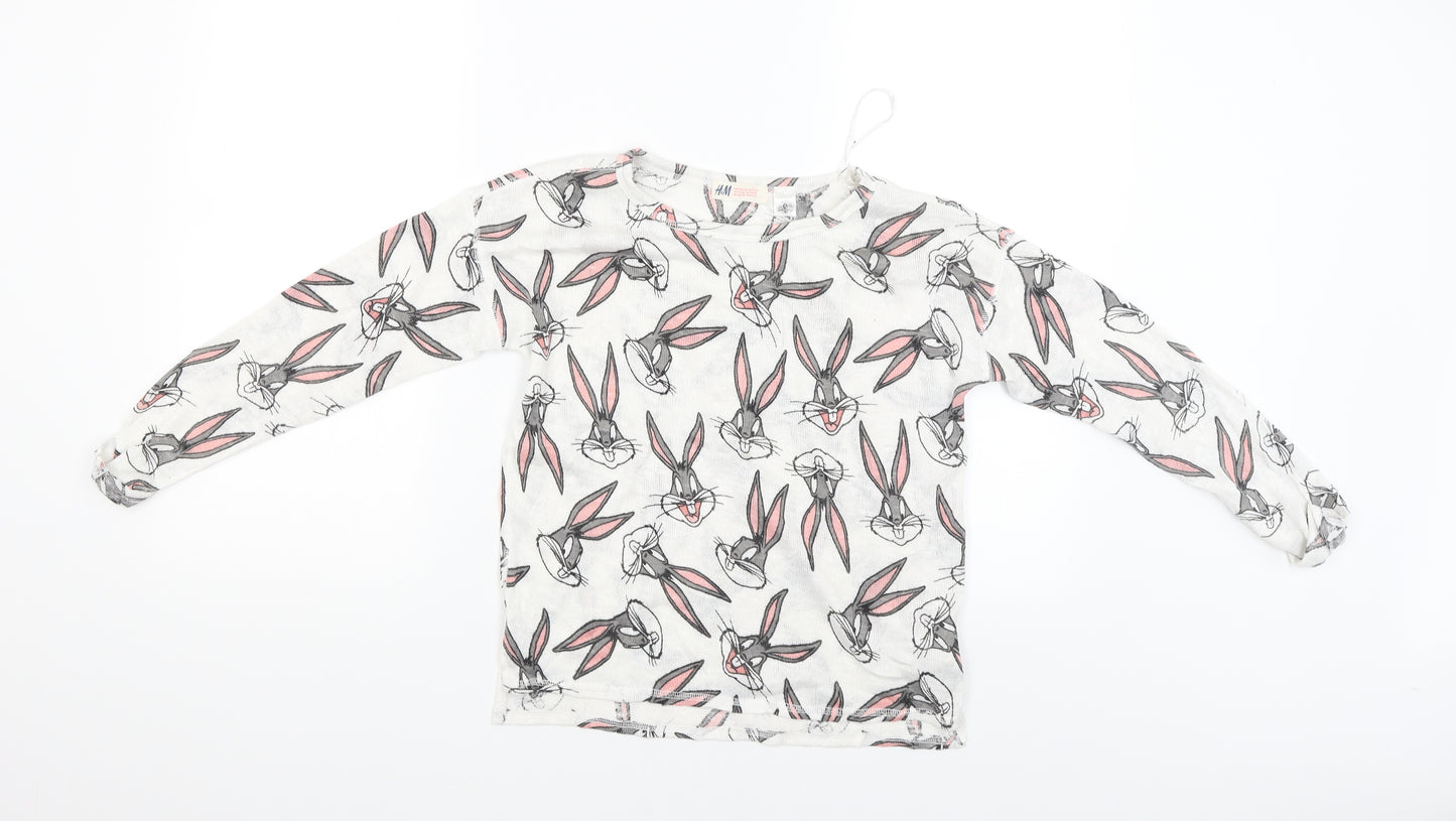 H&M Girls White   Basic T-Shirt Size 11-12 Years  - Bugs Bunny
