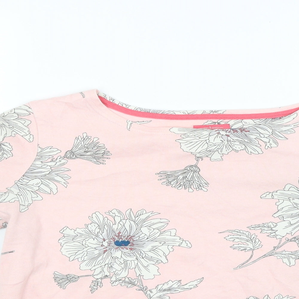 Joules Womens Pink Floral  Pullover Jumper Size 14